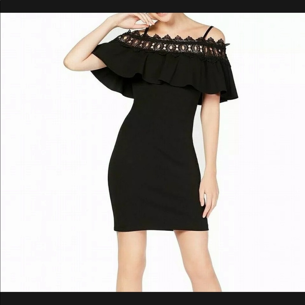 BCX Black Lace-Trim Off-The-Shoulder Dress - Picture 2 of 5